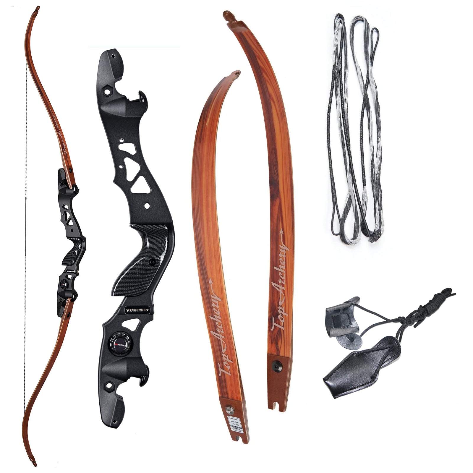 62 Archery ILF Recurve Hunting Bow Right Handed Bow with Carbon Sheet Wood  Bamboo Laminated Limbs 25-60lbs