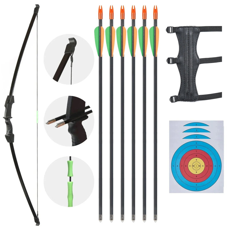 45" Archery Kids Ambidextrous Takedown Recurve Game Bow with Arrows Kit