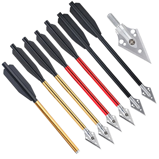  Aluminium Crossbow Bolts Arrows 6.5 Steel Broadhead Tips  Hunting Arrows for 50-80lbs Mini Crossbow Archery Pistol - Fishing Hunting  Target Practice (Pack of 3) : Sports & Outdoors